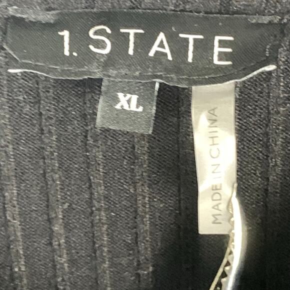 1. STATE Black Rib Knit Cut-Out V-Neck Top NWT Size XL - Picture 5 of 8
